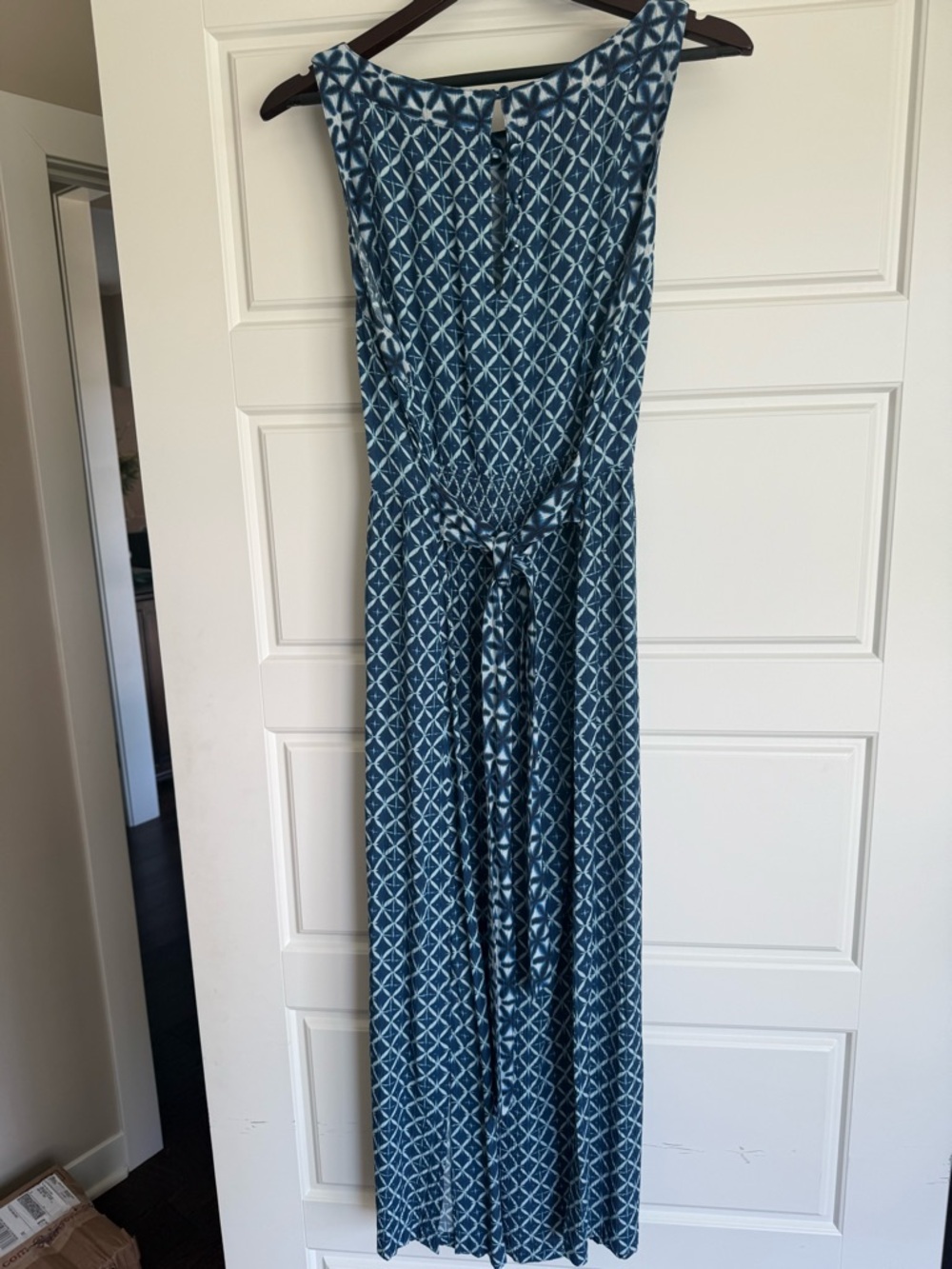 Fat Face Blue Geometric Sleeveless Maxi Dress- size 12 - Picture 2 of 4